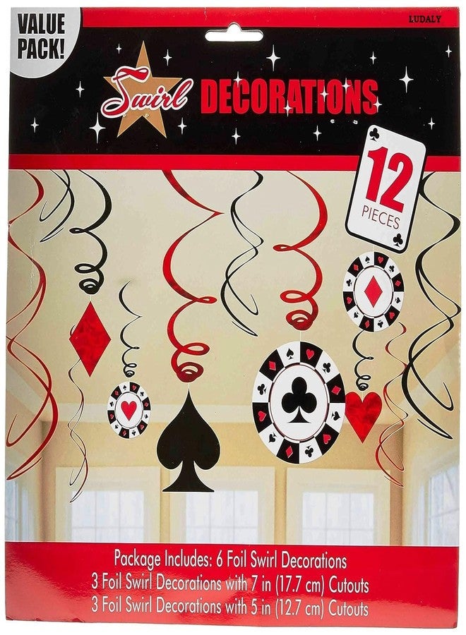 LUDALY Casino Foil Swirl Hanging Party Decoration, Value Pack of 12 Pieces - Image 2